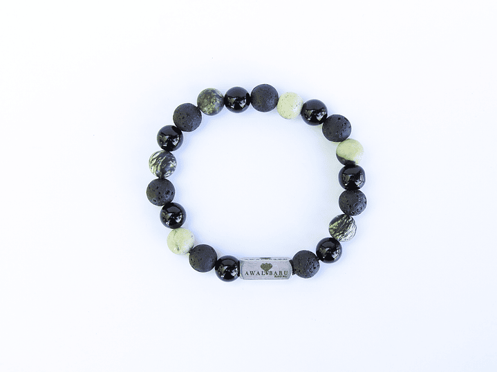 Pulsera Serpentina, Ónix y Piedra Volcánica 2