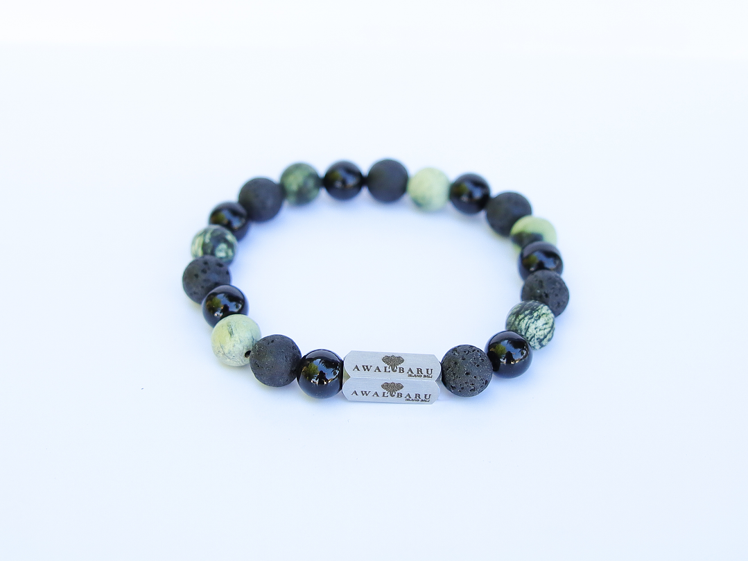 Pulsera Serpentina, Ónix y Piedra Volcánica 3