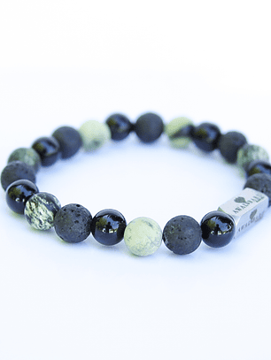 Pulsera Serpentina, Ónix y Piedra Volcánica