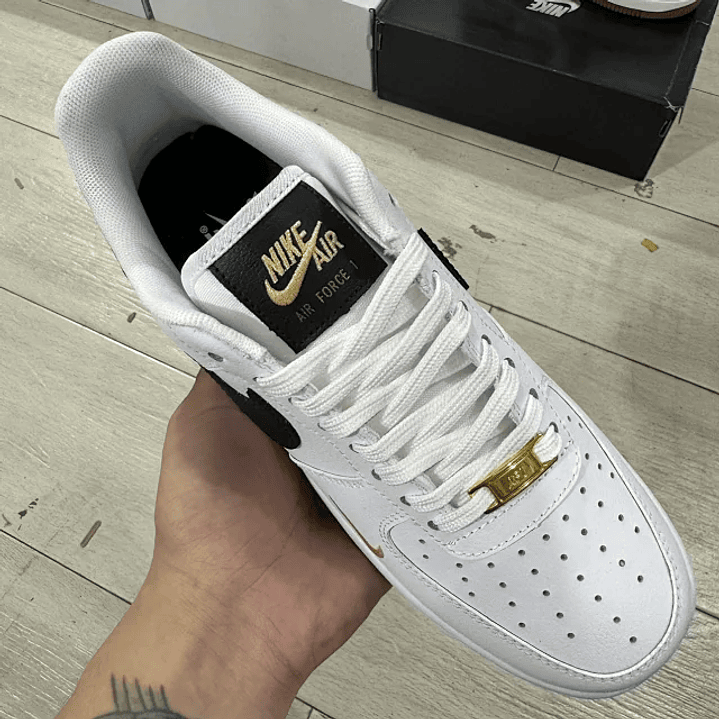 AF1 07 Essential White Black Gold Mini Swoosh 4