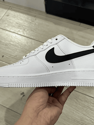AF1 07 Essential White Black Gold Mini Swoosh