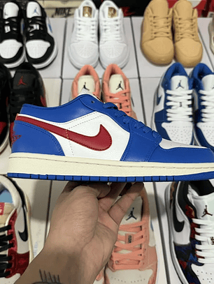 AJ1 Low Blue Gym Red
