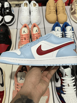 AJ1 Low Blue Whisper Dune Red