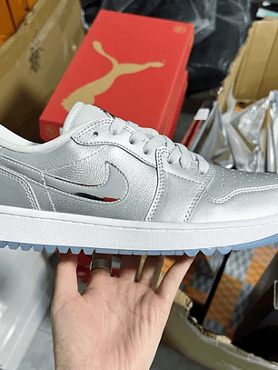 AJ1 Low Metallic Silver White 