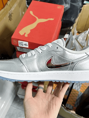 AJ1 Low Metallic Silver White 