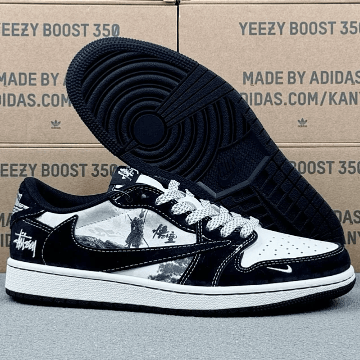 AJ1 Low x Stussy Black  3