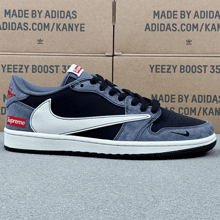 AJ1 Low x Supreme Black And Grey 1
