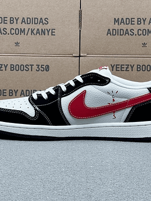 AJ1 Low Stussy Black white and Red 