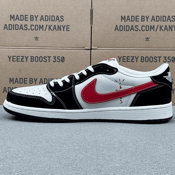 AJ1 Low Stussy Black white and Red  2