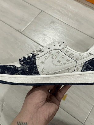 AJ1 Low x LV White and Blue