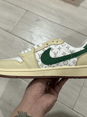 AJ1 Low x LV White and Green