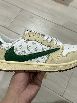 AJ1 Low x LV White and Green