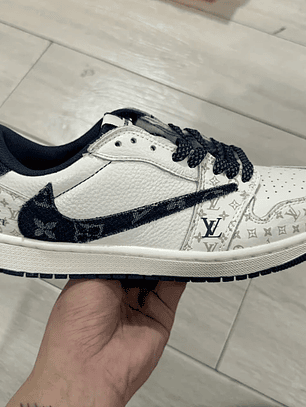 AJ1 Low x LV White and Blue