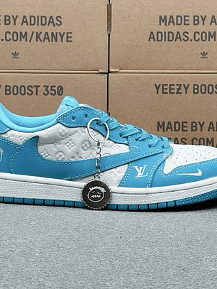 AJ1 Low x LV xTravis Scott x Fragment Design White And Blue