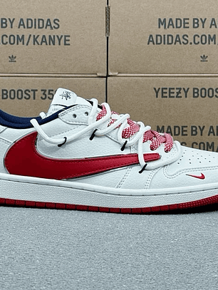 AJ1 Low x Stussy  Red And White