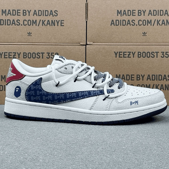 AJ1 Low x Bape White Blue and Red 1