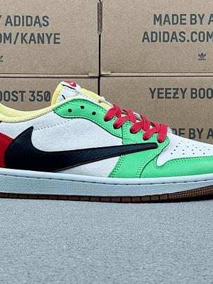 AJ1 Low x Travis Scott green, red and white