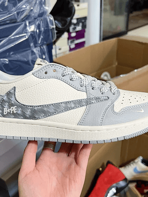 AJ1 Low x Bape Grey And White 