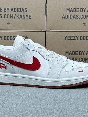 AJ1 Low x Stussy Red And White   