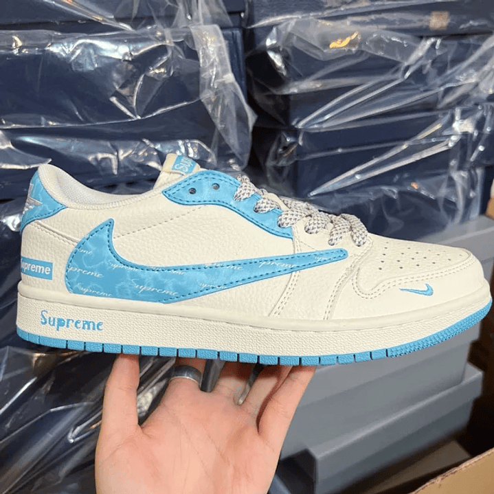 AJ1 Low x Supreme Blue White 1