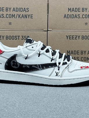 AJ1 Low x LV Black White 