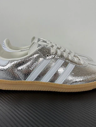 Samba  OG Silver Metallic Cracked Leather