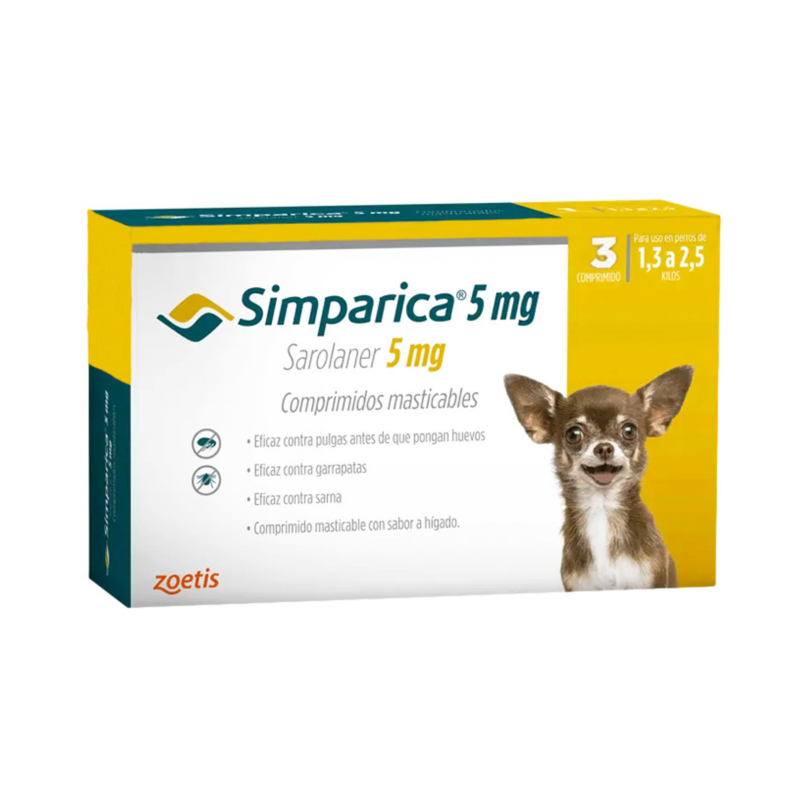SIMPARICA 3 Comprimidos 1,3 a 2,5 kg 1