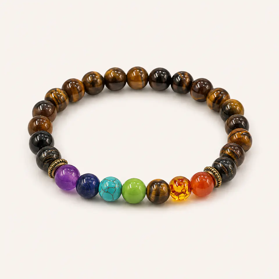 Pulseira - Olho de Tigre e os 7 Chakras 1