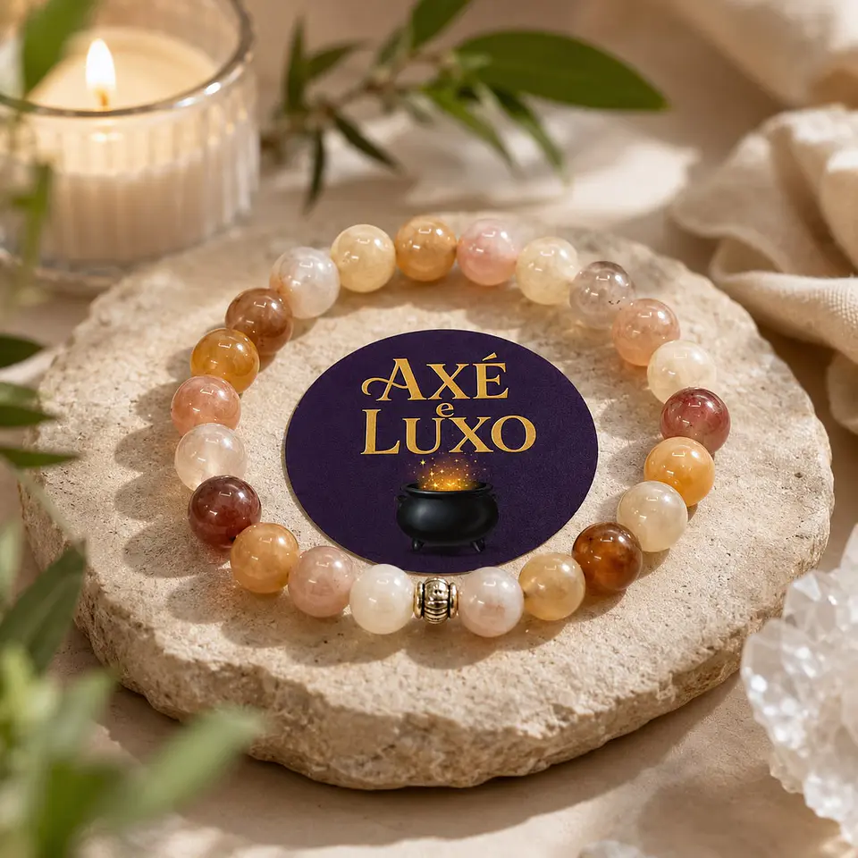Pulseira - Pedra da Lua Pêssego  1