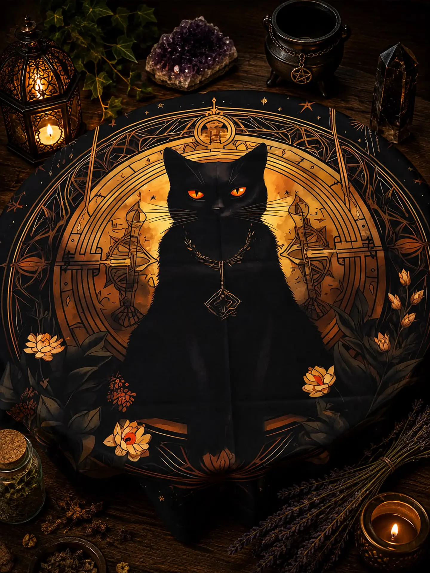 Toalha de Tarot - Gato preto  1