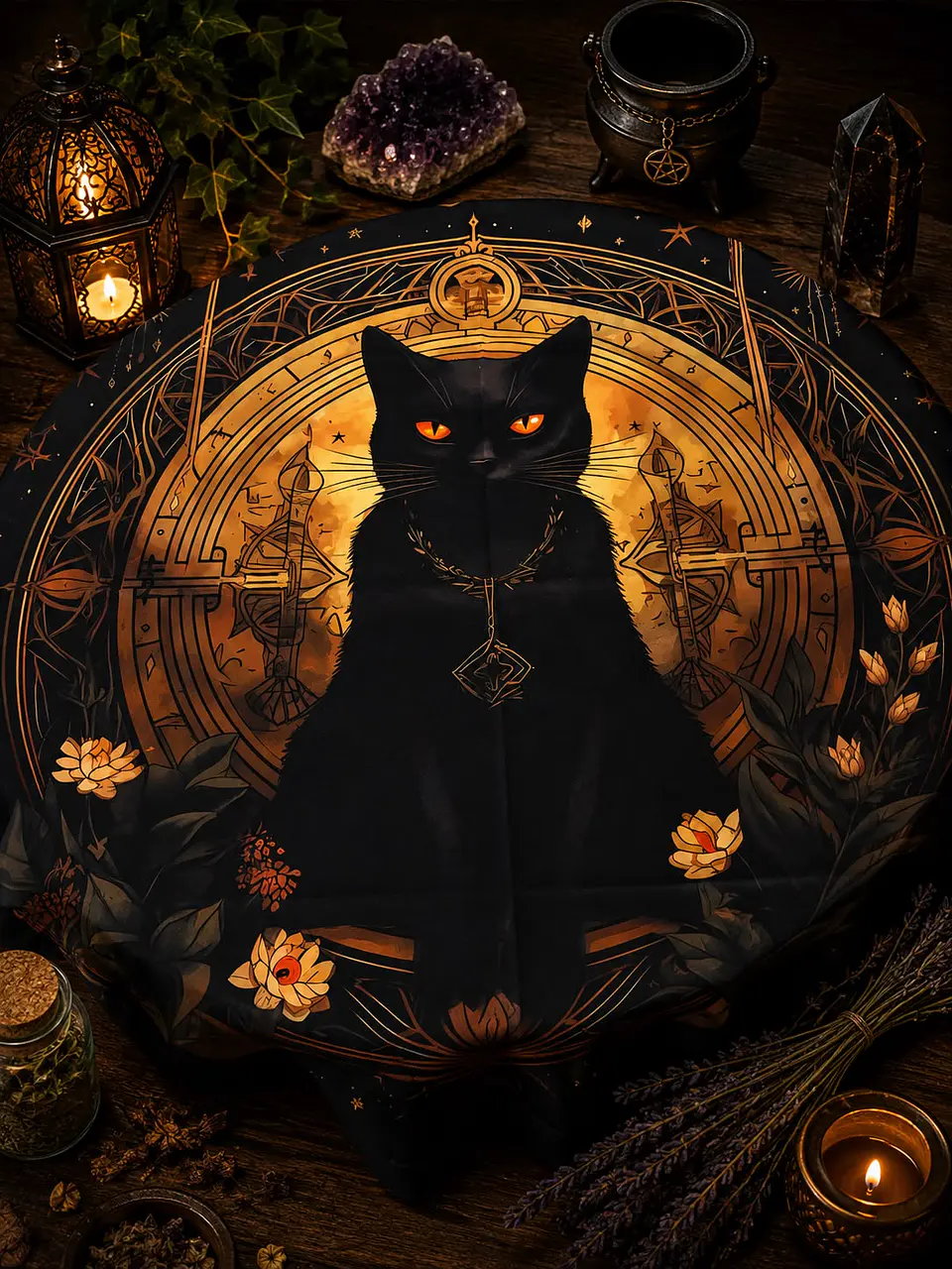 Toalha de Tarot - Gato preto  1