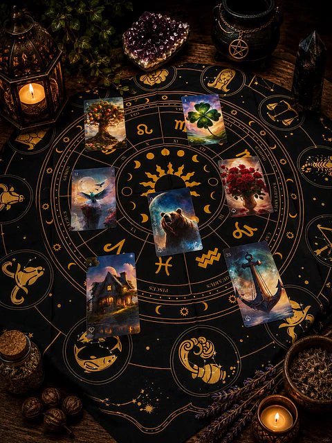 Toalha de Tarot - Zodíaco Negro 