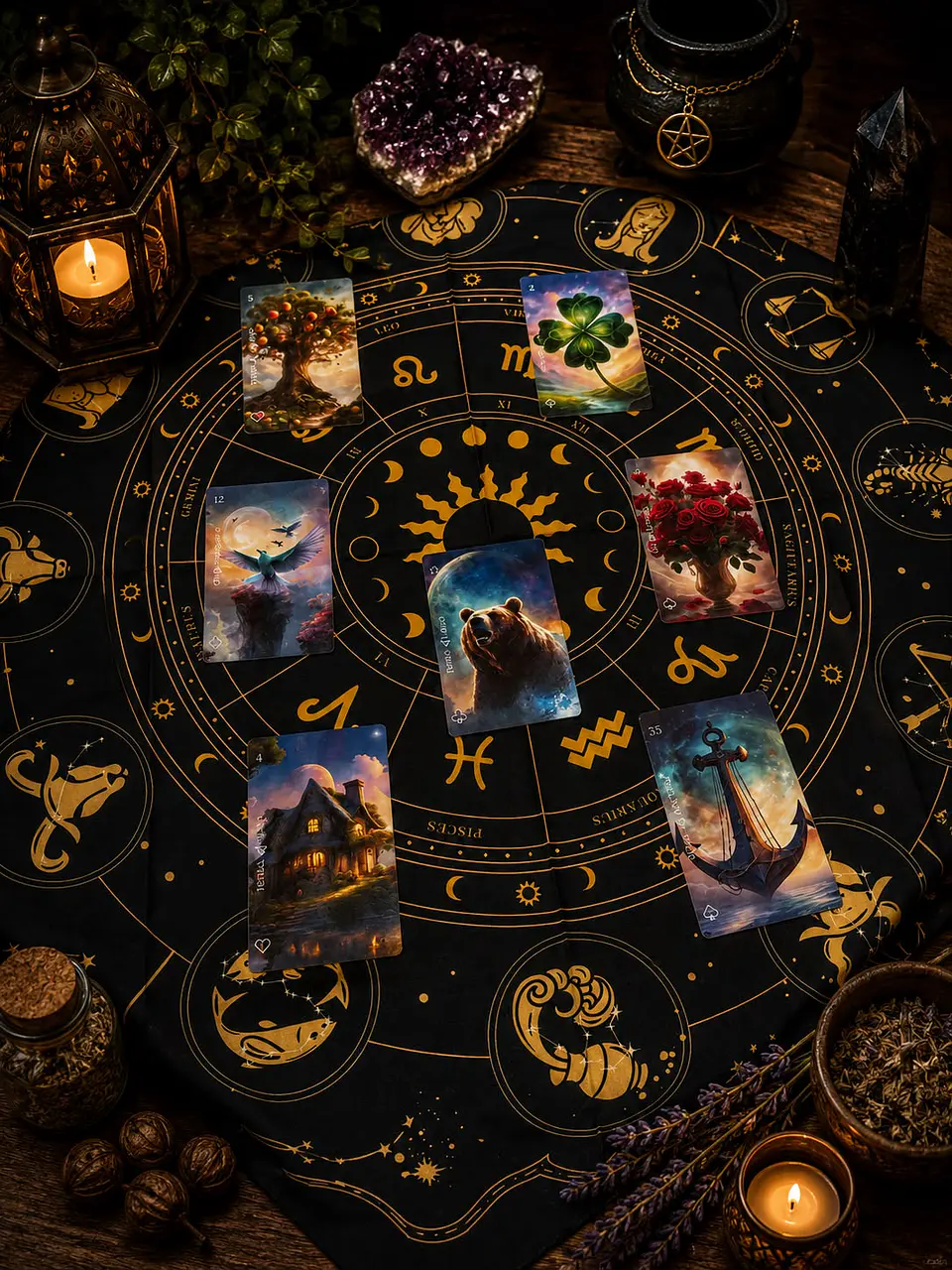 Toalha de Tarot - Zodíaco Negro  1