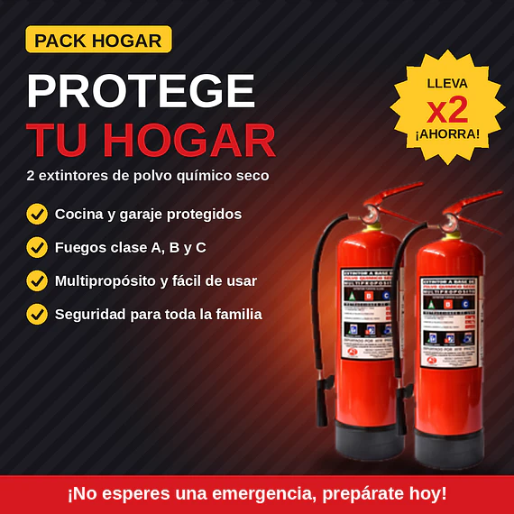 Pack Hogar 2 extintores PQS 6 kilos