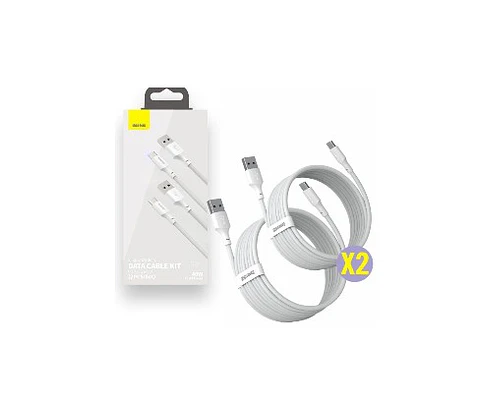 Conjunto 2 Cabos USB-A / USB-C Macho 