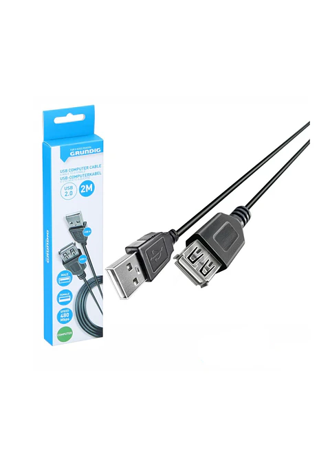 Cabo USB-A 2.0 Macho / USB-A Fêmea 2m GRUNDIG