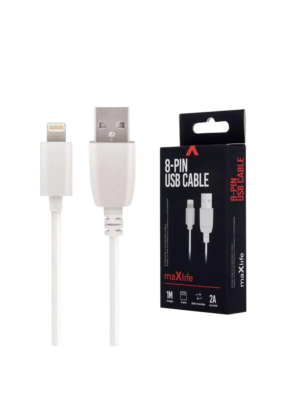 Cabo USB-A 2.0 2A Macho / Lightning Branco 1m 1