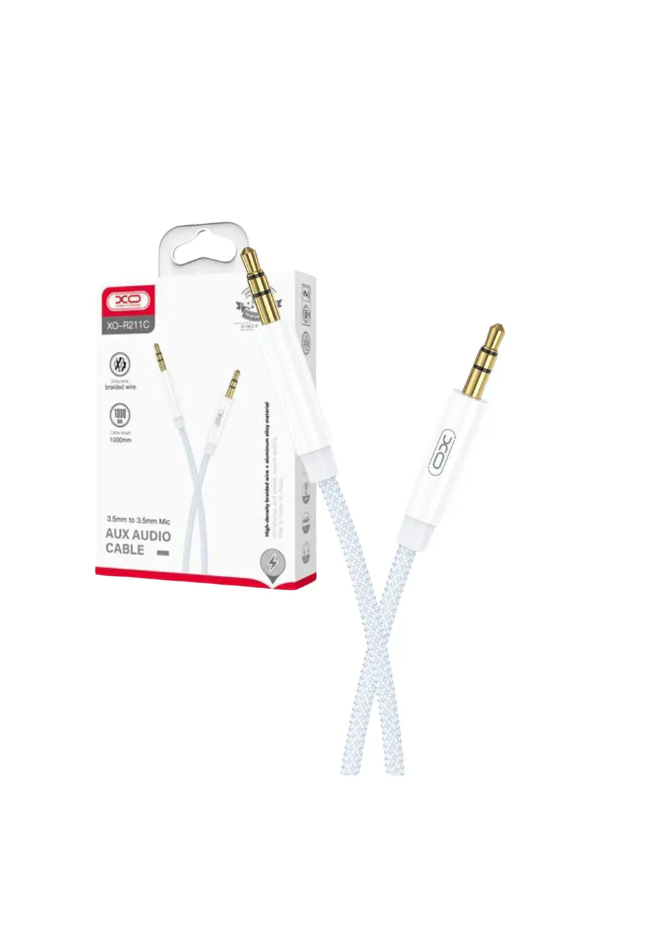Cabo Jack 3.5mm Macho / Jack 3.5mm Macho 1m Branco/Azul 1