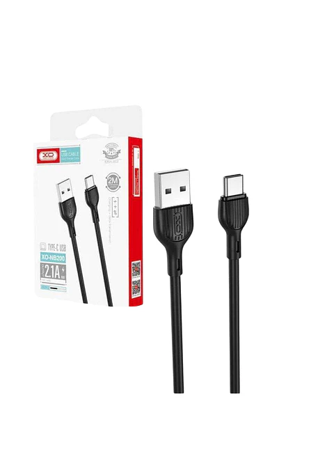 Cabo USB-A Macho / USB-C Macho 2m Preto