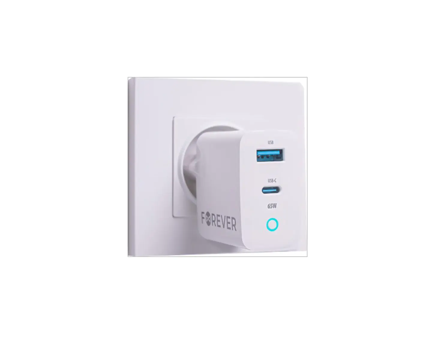 Alimentador Comutado 1xUSB-C/1xUSB-A PD/QC 65W 2
