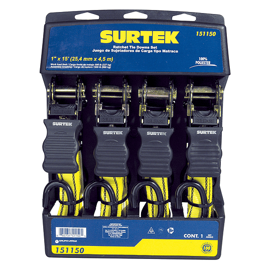 Surtek Eslinga de sujecion 4.5mt tipo matraca 4pz R:151150