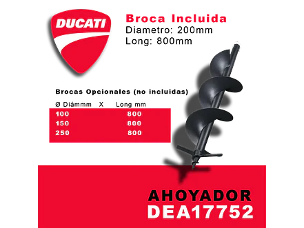 Ahoyador a Gasolina DUCATI DEA17752 1.9 HP (51.7cc, Broca 200mm) - Foto 6 | aztools.co