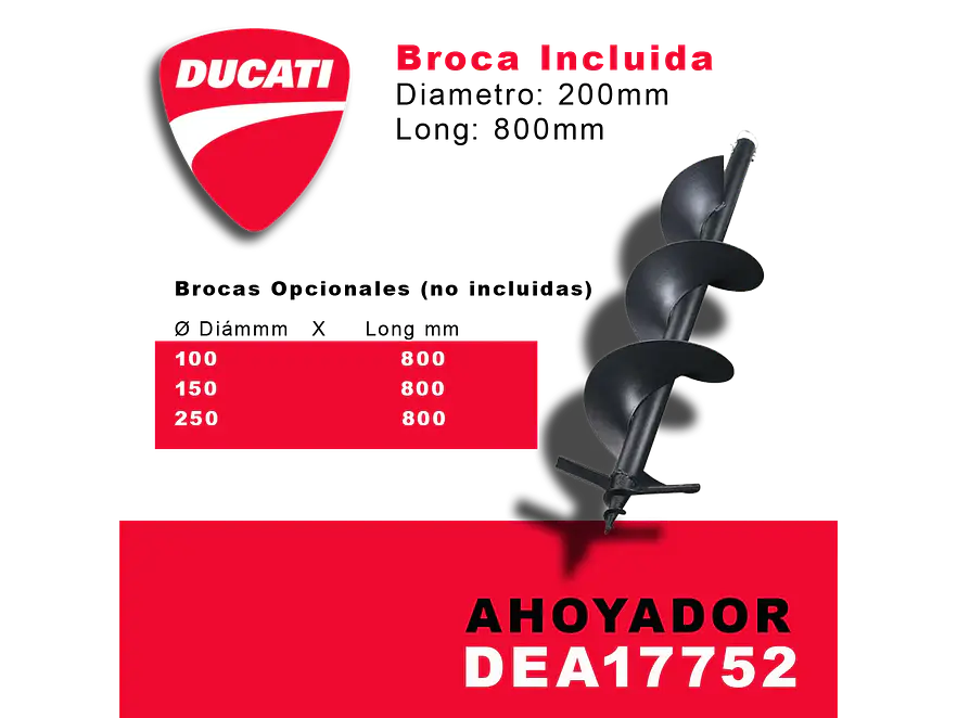 Ahoyador a Gasolina DUCATI DEA17752 1.9 HP (51.7cc, Broca 200mm) - Foto 6 | aztools.co