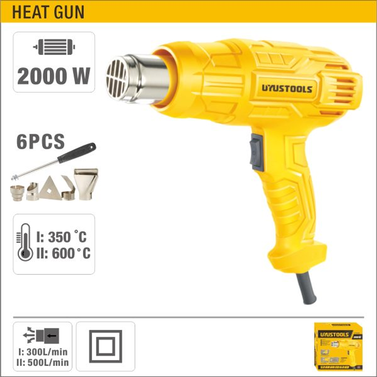 PISTOLA DE CALOR  2000W 6 PIEZAS  1