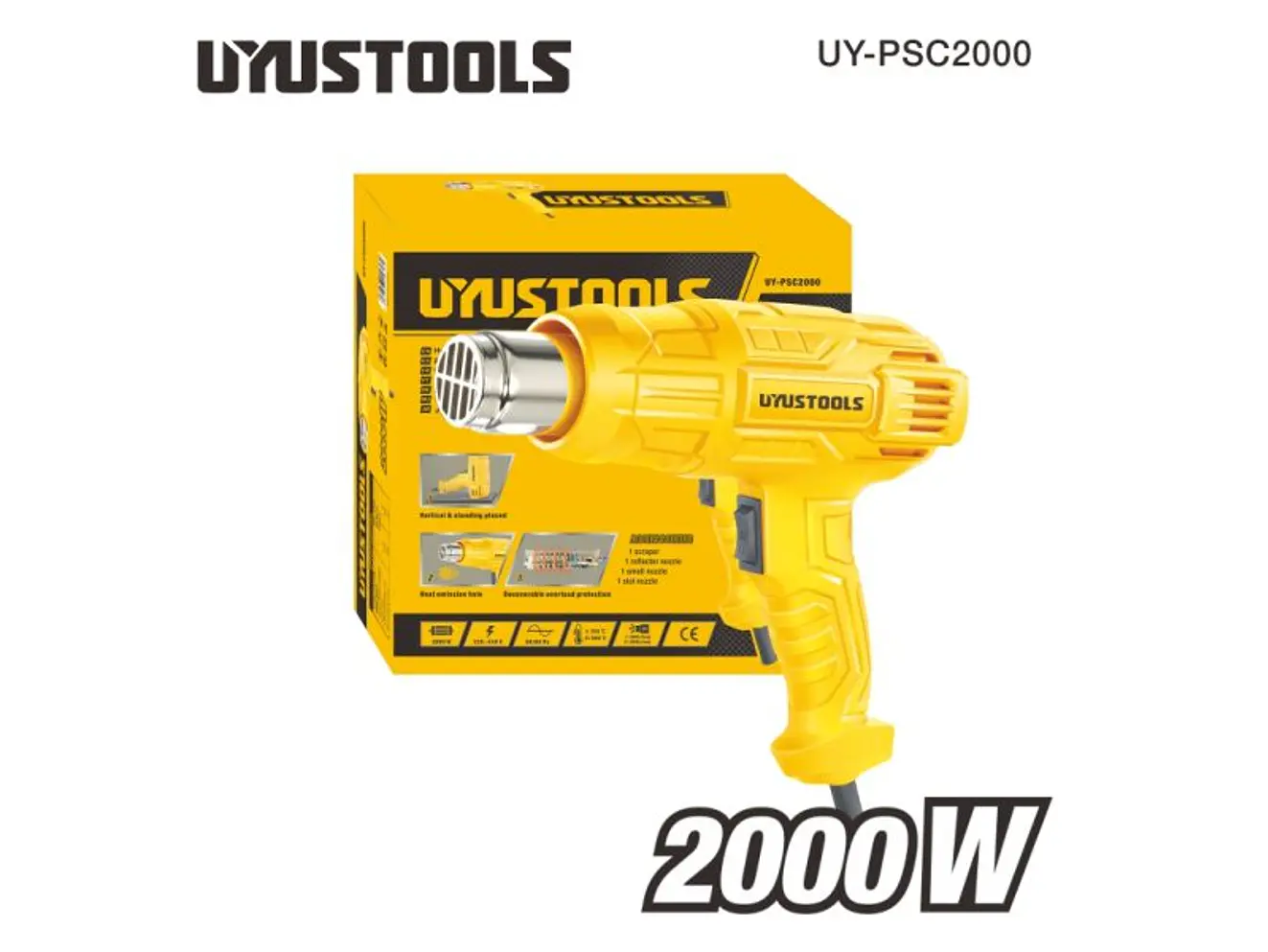 PISTOLA DE CALOR  2000W 6 PIEZAS  - Foto 2 | aztools.co