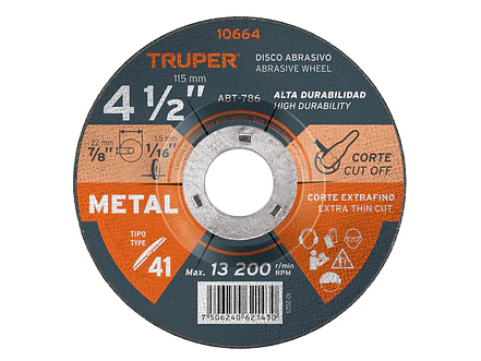 Disco para corte de metal, Tipo 41, 4-1/2