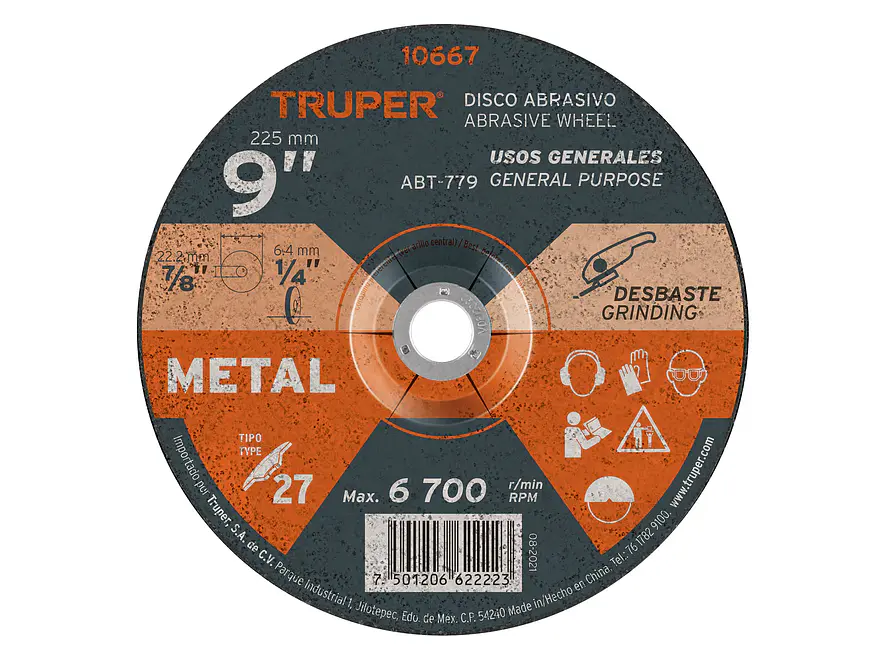 Disco para desbaste de metal, Tipo 27, diámetro 9