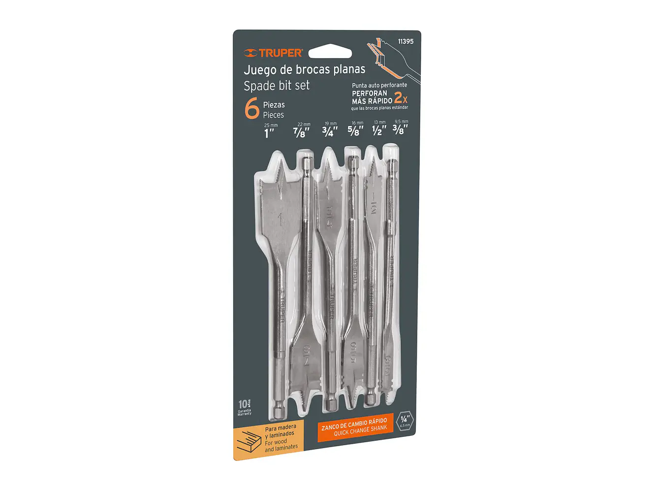 Juego de brocas espada para madera Truper 11395, 6 piezas  - Envío a todo Colombia | aztools.co
