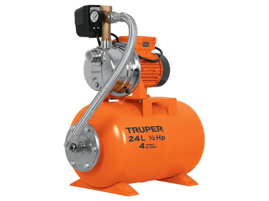 Bomba Hidroneumática Truper BOHI-24 10077 1/2 HP Tanque 24 Litros 28m Altura 4 Tomas 110V - Foto 1 | aztools.co