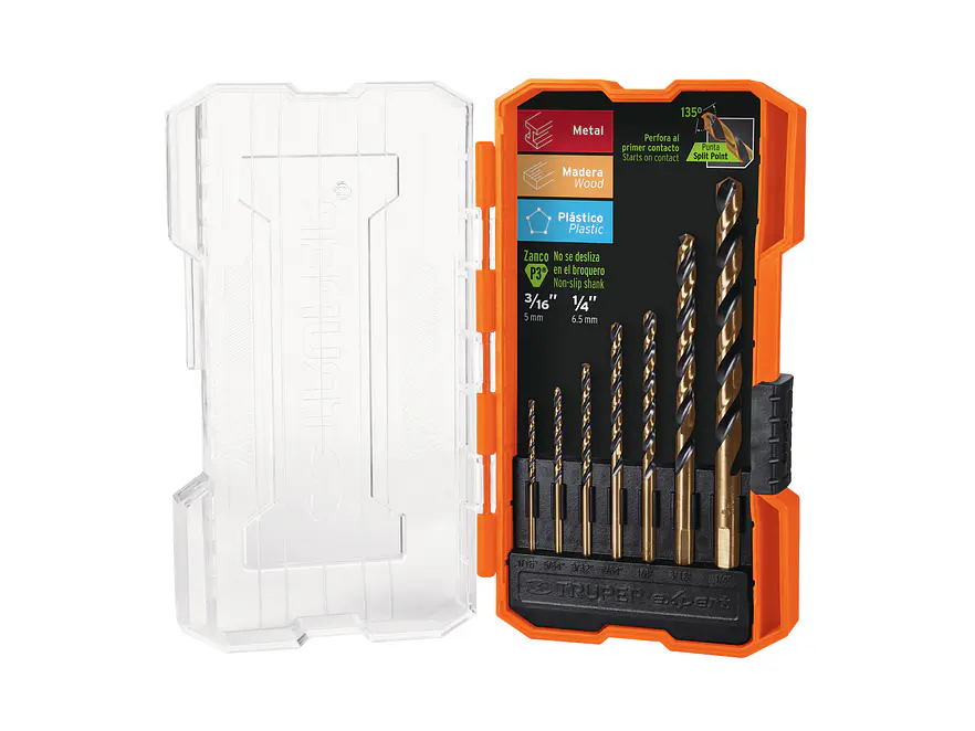 Juego de broca de acero de alta velocidad HSS, 7 piezas, TRUPER JBAV-7 - Foto 1 | aztools.co